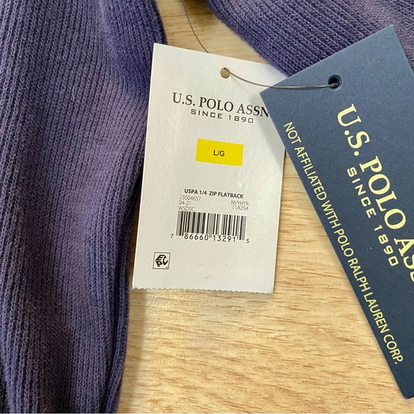 U.S. Polo Assn Men’s Large Quarter 1/4 Zip Flatback Pullover Classic Navy Blue - Picture 7 of 11